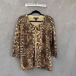 A.GIANNETTI Womens Cardigan Sweater Leopard Cheetah animal Print Plus size 2X